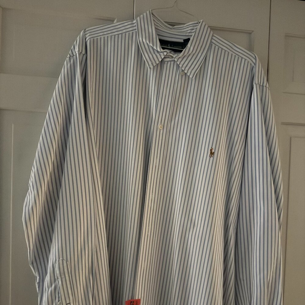 Blue/white striped Ralph Lauren oxford button down - Mens 2XLT
